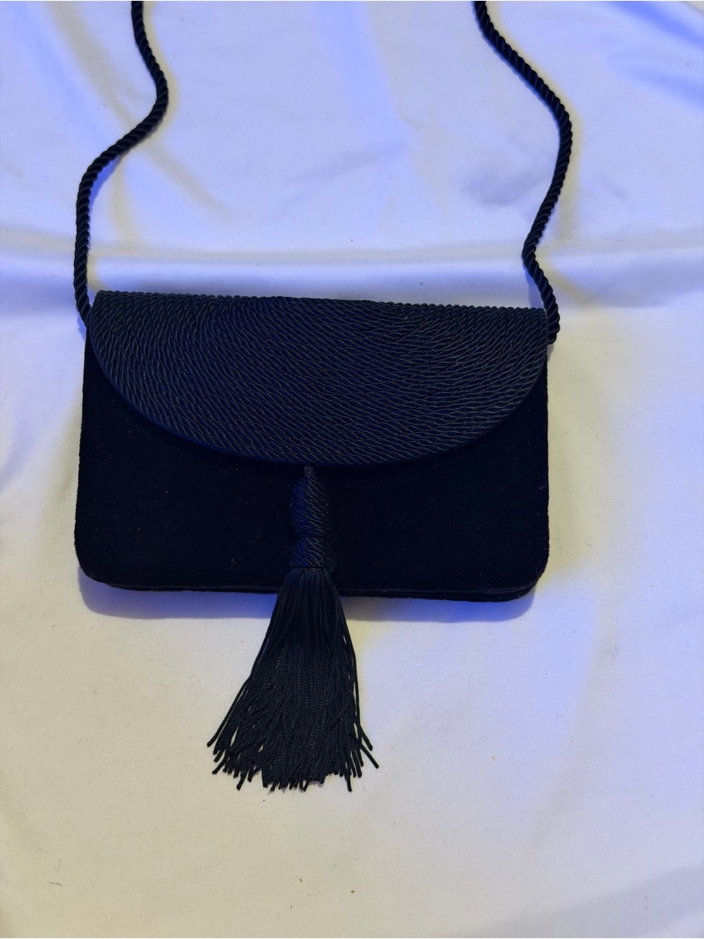 Ann Taylor Black Tassel Wristlet Crossbody